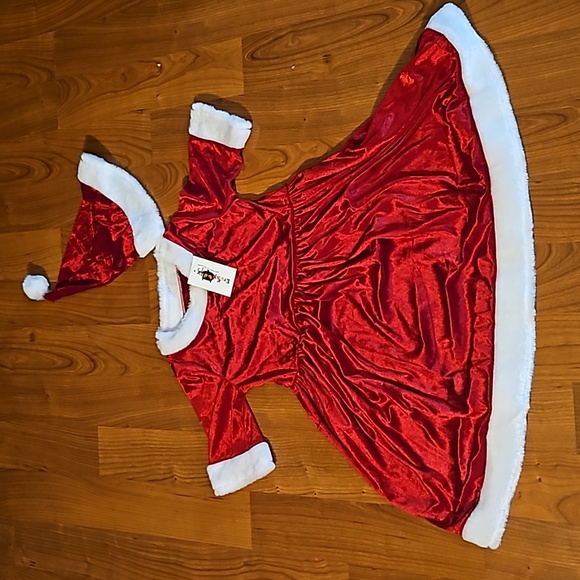 NWT Little Girls Medium Size 7/8 Santa's Dress With Santa Hat - Picture 1 of 10
